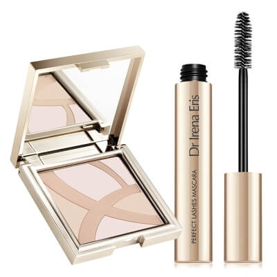 Dr Irena Eris Perfect Lashes Mascara + Smooth Blur Photo Filter Translucent Powder ZESTAW Tusz 3 w 1 (kolor Black) 9 ml + Puder transparentny 9 g