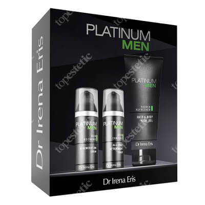 Dr Irena Eris Platinum Men ZESTAW Żel do mycia ciała i włosów 200 ml + Balsam nawilżający po goleniu 50 ml + Krem regenerujący do twarzy 50 ml