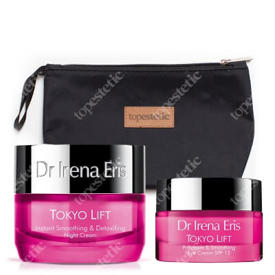 Dr Irena Eris Tokyo Lift Set ZESTAW Krem wygładzający pod oczy 15 ml + Krem detoksykujący na noc 50 ml + Kosmetyczka 1 szt