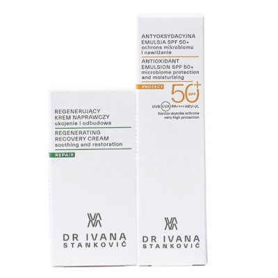 Dr Ivana Stanković Set Protect and Repair ZESTAW Regenerujący krem naprawczy 50 ml + Antyoksydacyjna emulsja SPF 50+ 50 ml