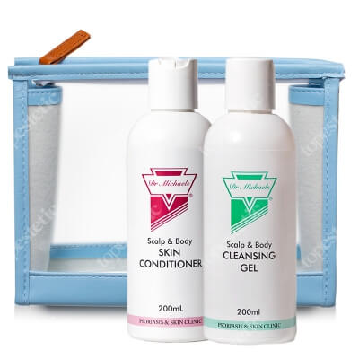 Dr Michaels Cleansing Gel + Skin Conditioner + Kosmetyczka Topestetic ZESTAW Żel myjący 200 ml + Odżywka do skóry regenerująca 200 ml + Kosmetyczka 1 szt