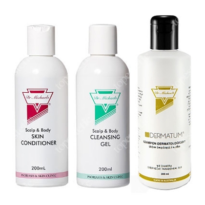 Dr Michaels Zestaw Powiększony Na Łuszczycę Głowy ZESTAW Odżywka 200 ml + Żel 200 ml + Szampon 200 ml