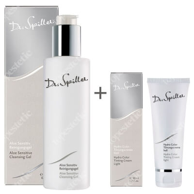 Dr Spiller Hydro Color Tinting Cream Light + Aloe Sensitive Cleansing Gel ZESTAW Koloryzujący krem z naturalnymi pigmentami jasny 50 ml + Żel oczyszczający 200 ml