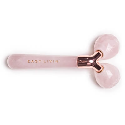 Easy Livin 3D Lift Beauty Roller Masażer do twarzy z dwoma głowicami z różowego kwarcu 1 szt
