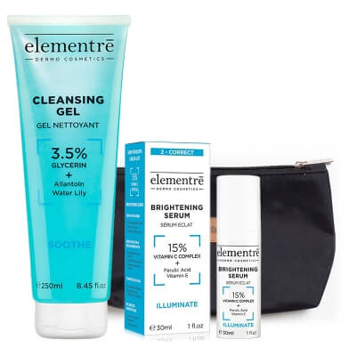 Elementre Brightening Skin ZESTAW Żel oczyszczający 250 ml + Serum 30 ml + Kosmetyczka GRATIS