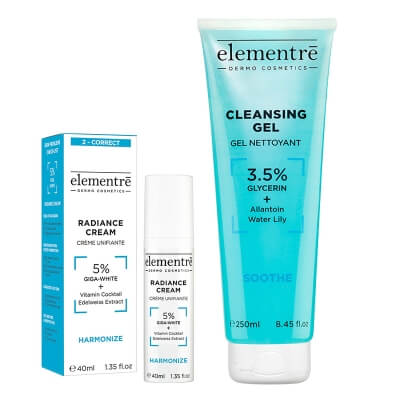 Elementre Brightening Skin ZESTAW Żel oczyszczający 250 ml + Silnie rozjaśniający krem na przebarwienia 40 ml