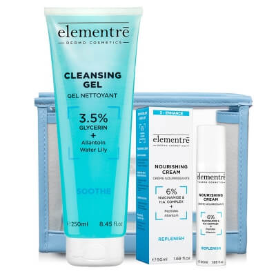 Elementre Clean And Nourishing Set ZESTAW Żel oczyszczający 250 ml + Krem odżywczy 50 ml + Kosmetyczka 1 szt GRATIS
