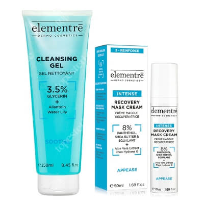 Elementre Cleansing Gel + Recovery Mask Cream ZESTAW Żel oczyszczający 250 ml + Krem regenerująco-nawilżający 50 ml
