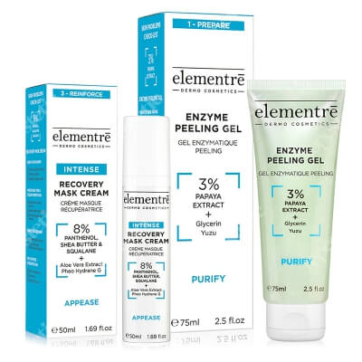 Elementre Enzyme Peel Gel + Recovery Mask Cream ZESTAW Enzymatyczny żel peelingujący 75 ml + Krem regenerująco-nawilżający 50 ml