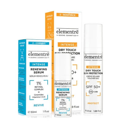 Elementre Renewing Serum + Dry Touch Sun Protection SPF 50 ZESTAW Serum z 1% retinolem 30 ml + Filtr przeciwsłoneczny 50 ml