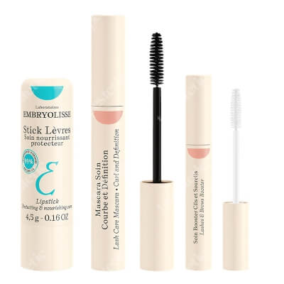 Embryolisse Beauty Look ZESTAW Odżywka do brwi rzęs i 6,5 ml + Pielęgnujący tusz do rzęs 8 ml + Regenerujący balsam do ust 4 g