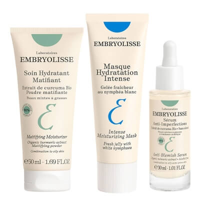 Embryolisse Clear and Hydrate Collection ZESTAW Krem Nawilżająco-Matujący 50 ml + Serum przeciw niedoskonałościom 30 ml + Maska intensywnie nawilżająca 50 ml