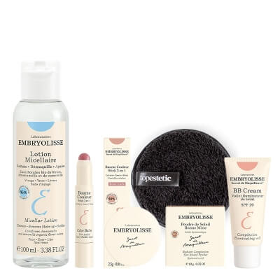 Embryolisse Natural Daily Make Up ZESTAW Płyn micelarny 100 ml + Puder rozświetlająco-brązujący 10 g + Sztyft Koloryzujący 3 w 1 2,5 g + BB krem 30 ml + gąbka 1 szt.