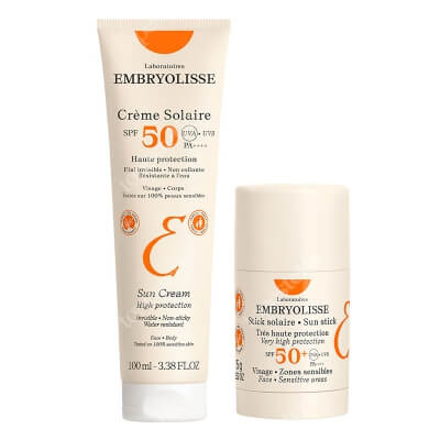 Embryolisse Sun Care ZESTAW Krem Przeciwsłoneczny SPF 50+ 100 ml + Sztyft Przeciwsłoneczny SPF 50+ 15 g
