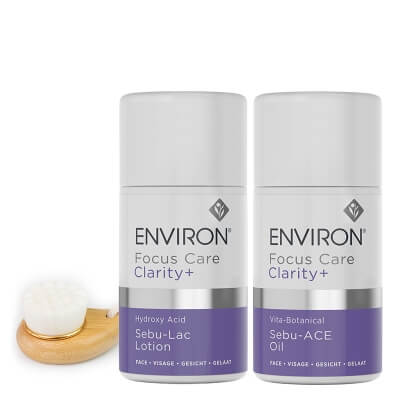 Environ Acne Skin Care ZESTAW Emulsja 60 ml + Roślinny olejek 60 ml + Szczotka do mycia twarzy 1 szt