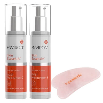 Environ AVST 3 + AVST 4 + Gua Sha Topestetic ZESTAW Krem 50 ml + Krem 50 ml + Gua Sha kwarc różowy 1 szt
