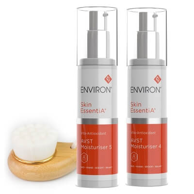 Environ AVST 4 + AVST 5 + Bambusowa szczotka Topestetic ZESTAW Krem 50 ml + Krem 50 ml + Szczotka do mycia twarzy 1 szt