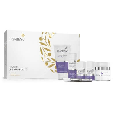 Environ Celebrate Clarity+Clear Skin Set ZESTAWiŻel do mycia twarzy 150 ml + Tonik złuszczający 100 ml + Roślinny olejek 60 ml + Lotion 60 ml + Maska 50 ml