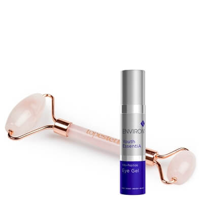 Environ Eye Gel + Roller Topestetic ZESTAW Żel wokół oczu 10 ml + Roller do masażu twarzy z różowego kwarcu 1 szt