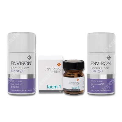 Environ Pakiet Trądzik ZESTAW Emulsja 60 ml + Peeling chłodzący w kremie 25 ml + Roślinny olejek wzbogacony o witaminy, pielęgnujący skórę 60 ml