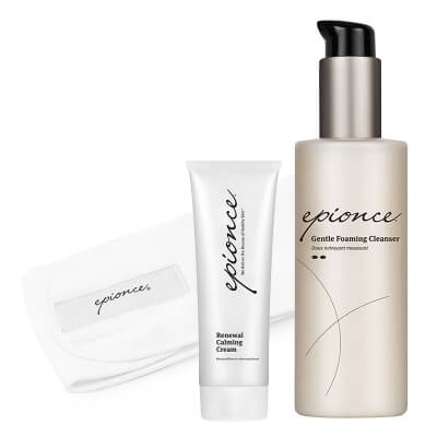 Epionce Calming Set ZESTAW Pianka oczyszczająca 170 ml + Rewitalizujący krem kojący 75 g + Opaska na głowę 1 szt