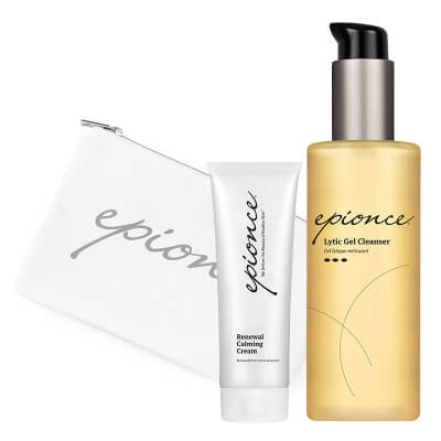 Epionce Favorite Set ZESTAW Lityczny żel oczyszczający 170 ml + Rewitalizujący krem kojący 75 g + Kosmetyczka 1 szt GRATIS
