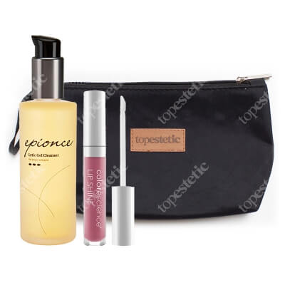 Epionce Lytic Gel CleanserLip Shine + Kosmetyczka Topestetic ZESTAW Lityczny żel oczyszczający 170 ml + Błyszczyk ochronny do ust SPF35 4 ml (kolor Rose) + Biała, pikowana
