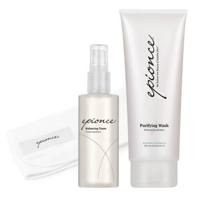Epionce Skin Balance ZESTAW Emulsja oczyszczająca 230 ml + Tonik równoważący 120 ml + Opaska na głowę 1 szt GRATIS