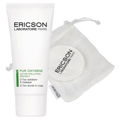 Ericson Laboratoire D-Tox Scrub And Mask + Cotton Rounds ZESTAW Peeling i maska 50 ml + Wielorazowy płatek kosmetyczny 1 szt