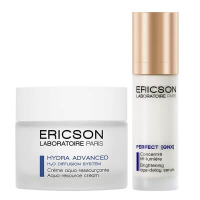 Ericson Laboratoire Perfect [GNX] Serum + Aqua Resource Cream ZESTAW Rozświetlające serum opóźniające starzenie 30 ml + Nawilżający krem 50 ml