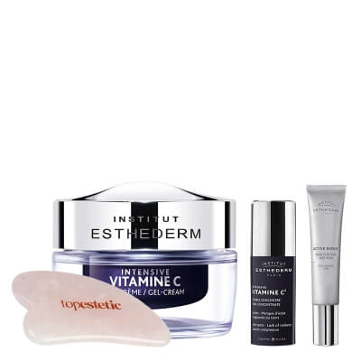 Esthederm Active Repair + Intensive Vitamine C + Gua Sha Topesteic ZESTAW Regenerujący krem pod oczy 15 ml + Serum z witaminą C 10 ml + Żel-krem z witaminą C 50 ml + Gua sha 1 szt