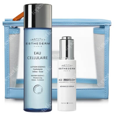 Esthederm Age Proteom Serum + Cellular Water Essence ZESTAW Serum przeciwstarzeniowe 30 ml + Lotion przeciwstarzeniowy 125 ml + Kosmetyczka 1 szt