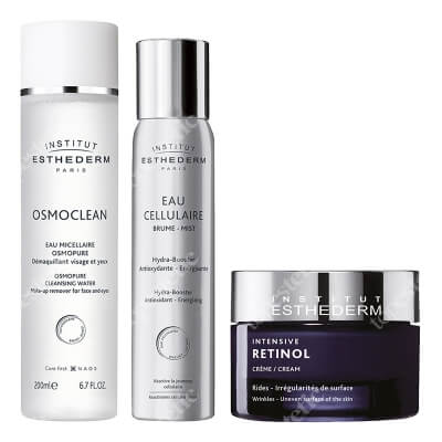 Esthederm Cleansing Water + Water Mist + Intensive Retinol Cream ZESTAW Płyn micelarny 200 ml + Woda komórkowa 100 ml + Krem z retinolem 50 ml