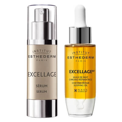Esthederm Excellage Chrono-Repair Sleeping Oil + Excellage Serum ZESTAW Nocny olejek rewitalizująco-regenerujący 30 ml + Głęboko odżywiające serum 30 ml