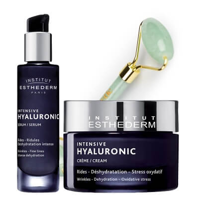 Esthederm Intensive Hyaluronic Super Set + Roller Topestetic ZESTAW Serum nawilżające 30 ml + Krem nawilżający 50 ml + Roller jadeit 1 szt