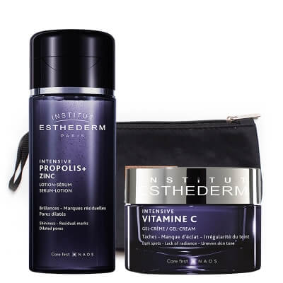 Esthederm Propolis+ Zinc Lotion Serum + Vitamine C Gel Cream ZESTAW Tonik 130 ml + Żel-krem z witaminą C 50 ml + Kosmetyczka 1 szt