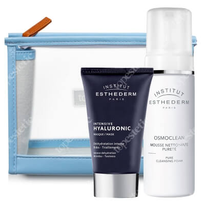 Esthederm Pure Cleansing Foam + Intensive Hyaluronic Mask ZESTAW Pianka do mycia twarzy 150 ml + Maska z kwasem hialuronowym 75 ml + Kosmetyczka 1 szt