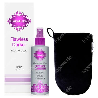 Fake Bake Flawless Darker - Dark + Dual Mitt ZESTAW Płyn opalający - typ karnacji średnia, ciemna 170 ml + Wielofunkcyjna rękawica do aplikacji 1 szt