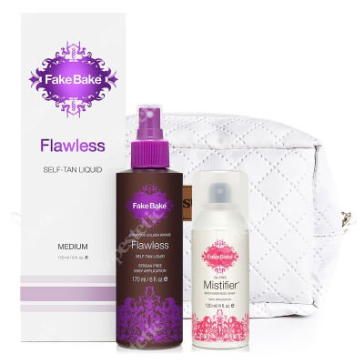 Fake Bake Mistifier + Flawless Self Tan Liquid - Medium + Kosmetyczka Topestetic ZESTAW Nawilżacz w sprayu 120 ml + Płyn opalający 170 ml + Kosmetyczka 1 szt