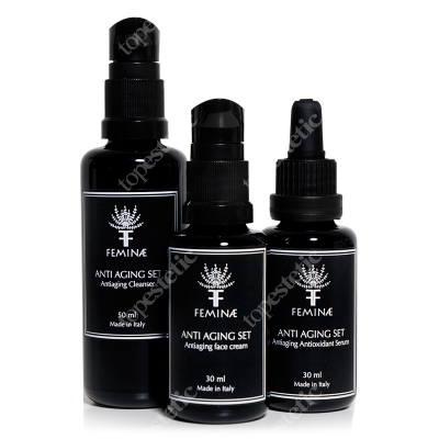Feminae Anti Ageing Set ZESTAW Przeciwstarzeniowy, Zmywacz 50 ml + Serum 30 ml + Krem 30 ml