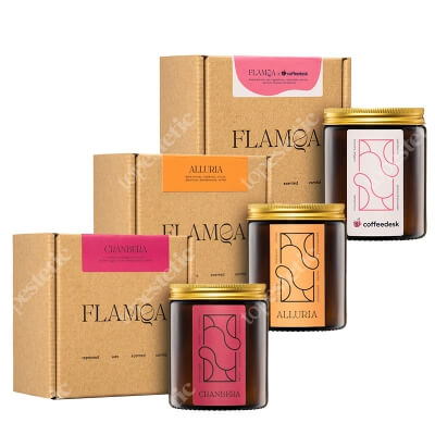 Flamqa Coffeedesk + Alluria + Cranbera ZESTAW Świeca Coffeedesk 180 ml + Świeca Alluria 180 ml + Świeca Cranbera 180 ml
