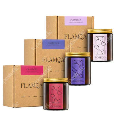 Flamqa Cranbera + Prosecca + Damsonia ZESTAW Świeca - Cranbera 180 ml + Świeca - Prosecca 180 ml + Świeca - Damsonia 180 ml