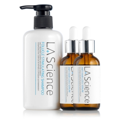 LA Science Follicle Stimulating Shampoo + Anti Hair Loss Serum PROMOCJA ZESTAW 2xSerum 50ml + Shampoo 250ml