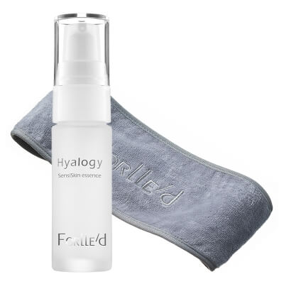 Forlled Hyalogy SensiSkin Essence + Cosmetic Headband ZESTAW Kojące serum łagodzące podrażnienia 30 ml + Opaska kosmetyczna 1 szt