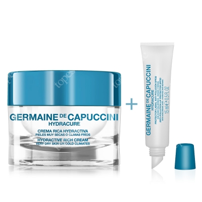 Germaine de Capuccini Hydracure - Intensywne Nawilżanie ZESTAW Krem nawilżający dla skóry suchej i bardzo suchej 50 ml + Balsam ochronny do ust SPF 20 15 ml