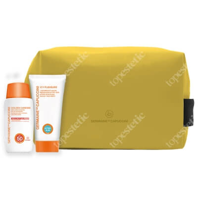 Germaine de Capuccini Sun Vibes ZESTAW Delikatna emulsja nawilżająca o działaniu kojącym 50 ml + Przeciwstarzeniowa Emulsja z wysoką ochroną SPF 50 50 ml + kosmetyczka 1 szt