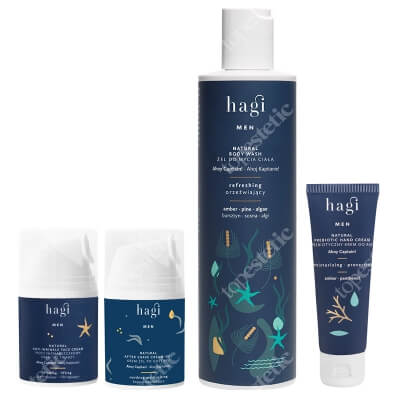 Hagi Ahoj Kapitanie Men Box 3 ZESTAW Krem przeciwzmarszczkowy 50 ml + Żel po goleniu 50 ml + Krem do rąk 50 ml + Żel pod prysznic 300 ml