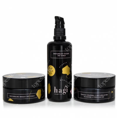 Hagi Momenty ZESTAW Świeca 100 ml + Olejek do ciała 100 ml + Masło do ciała 100 ml