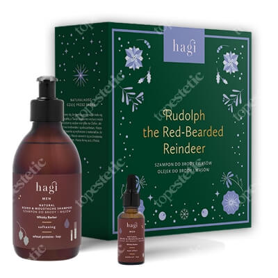 Hagi Rudolph the Red-Bearded Reindeer ZESTAW Szampon do brody i wąsów 300 ml + Olejek do brody i wąsów 30 ml