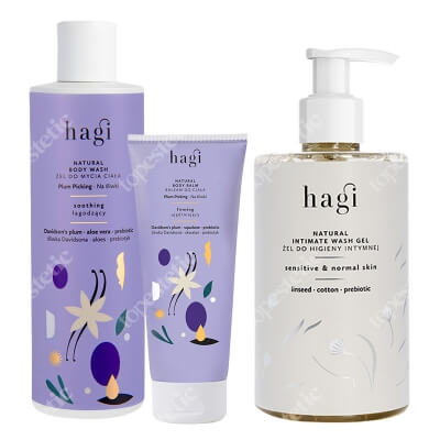 Hagi Żel do Higieny Intymnej + Żel do Mycia Ciała Na Śliwki + Balsam do Ciała Na Śliwki ZESTAW Żel do higieny intymnej 300 ml + Żel pod prysznic 300 ml + Balsam 200 ml